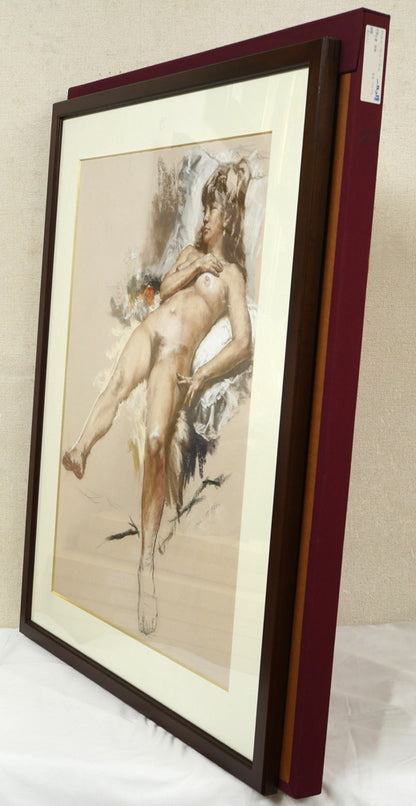 佐藤照雄「花のマハ」パステル画・20号　付属品画像（布タトウ箱付き）