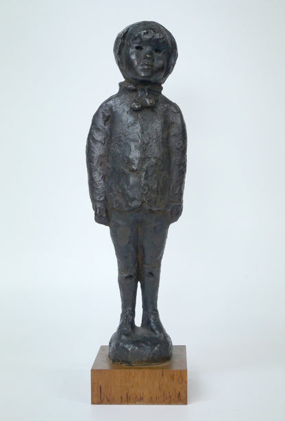 佐藤忠良「冬帽子」ブロンズ作品・共箱付き　全体画像1