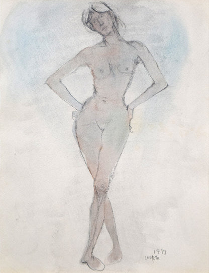 佐藤忠良「裸婦」水彩画　作品全体拡大画像