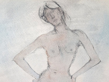 佐藤忠良「裸婦」水彩画　拡大画像1