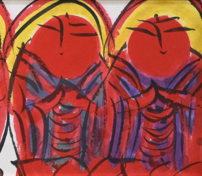 佐藤勝彦「無事（そのままで～）」肉筆墨彩画　拡大画像4