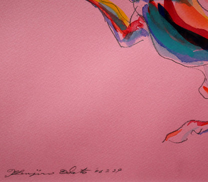 佐藤健次郎「馬と女」水彩画・6号　拡大画像4