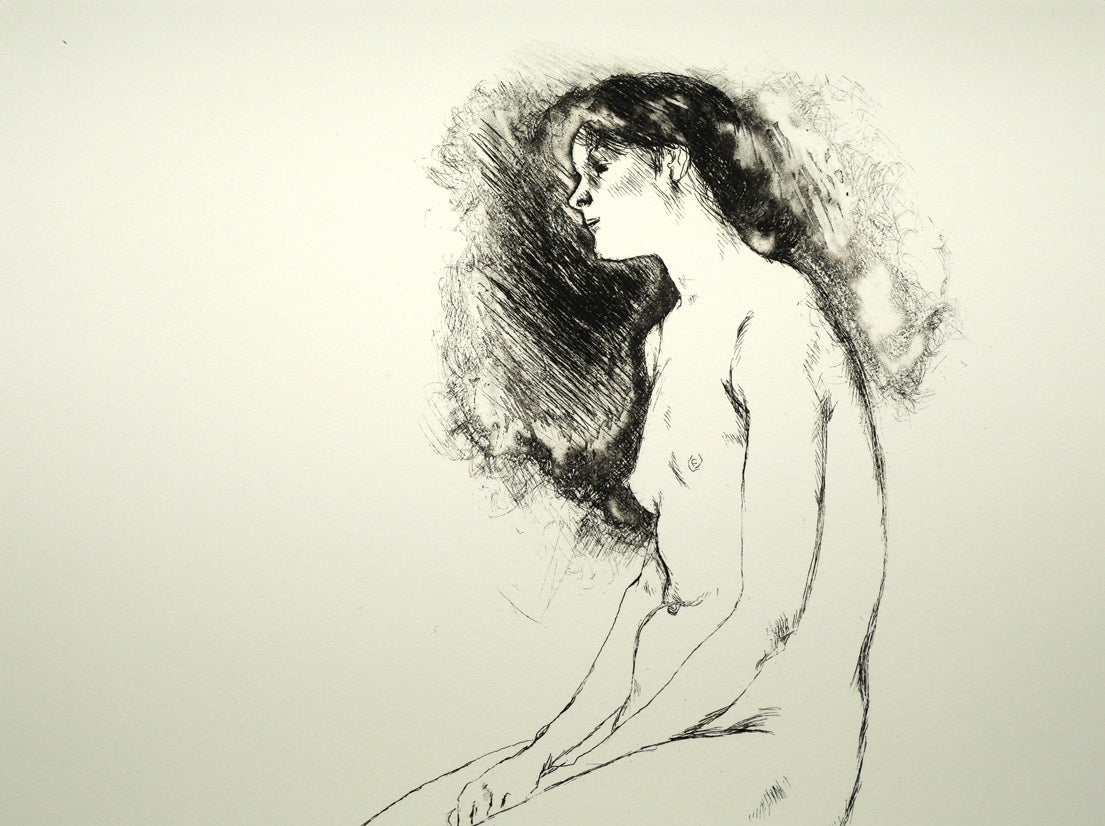 佐藤忠良「座像（或る日の女Ⅳ）」エッチング（銅版画）・限定品　拡大画像1