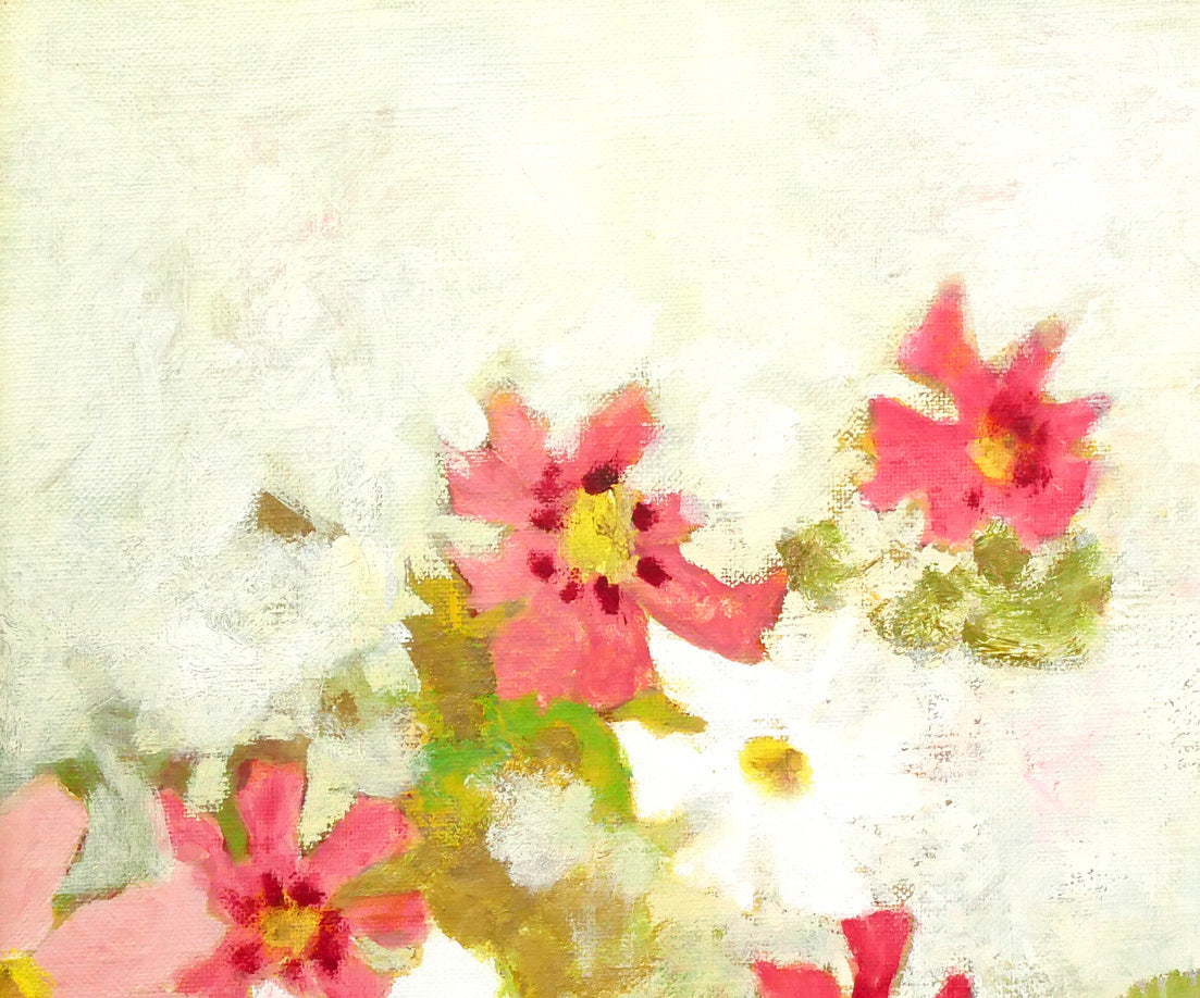 猿渡暁子「教会の庭で」油絵・F15号　拡大画像1