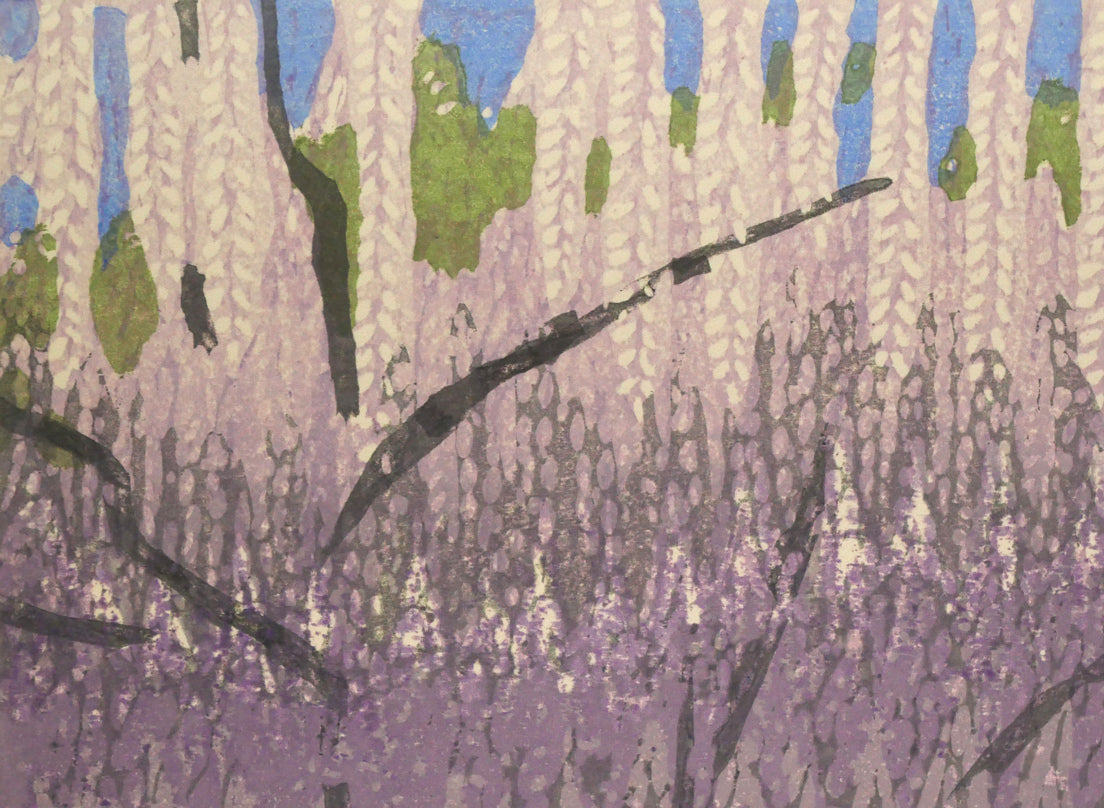 関野準一郎「調布八景　国領神社千年藤」木版画　拡大画像1