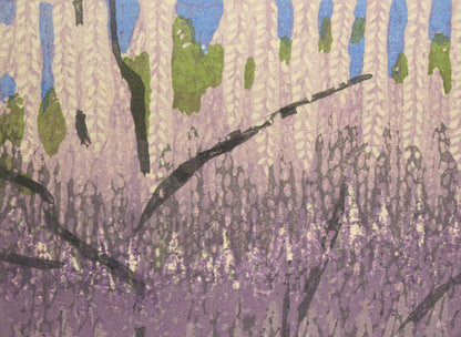 関野準一郎「調布八景　国領神社千年藤」木版画　拡大画像1