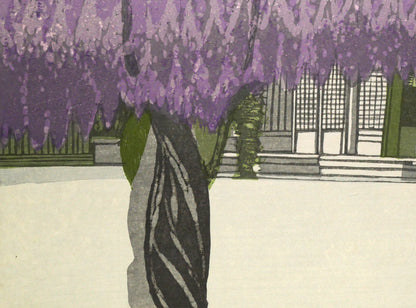 関野準一郎「調布八景　国領神社千年藤」木版画　拡大画像3