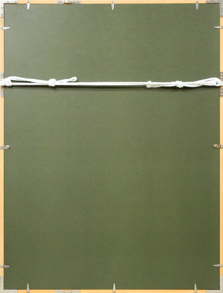 関野準一郎「小川原湖」木版画　額縁裏側画像