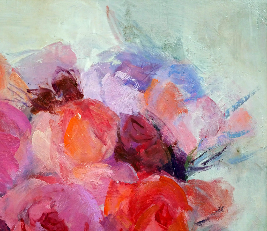 瀬古愛「薔薇」油絵・F4号　拡大画像2
