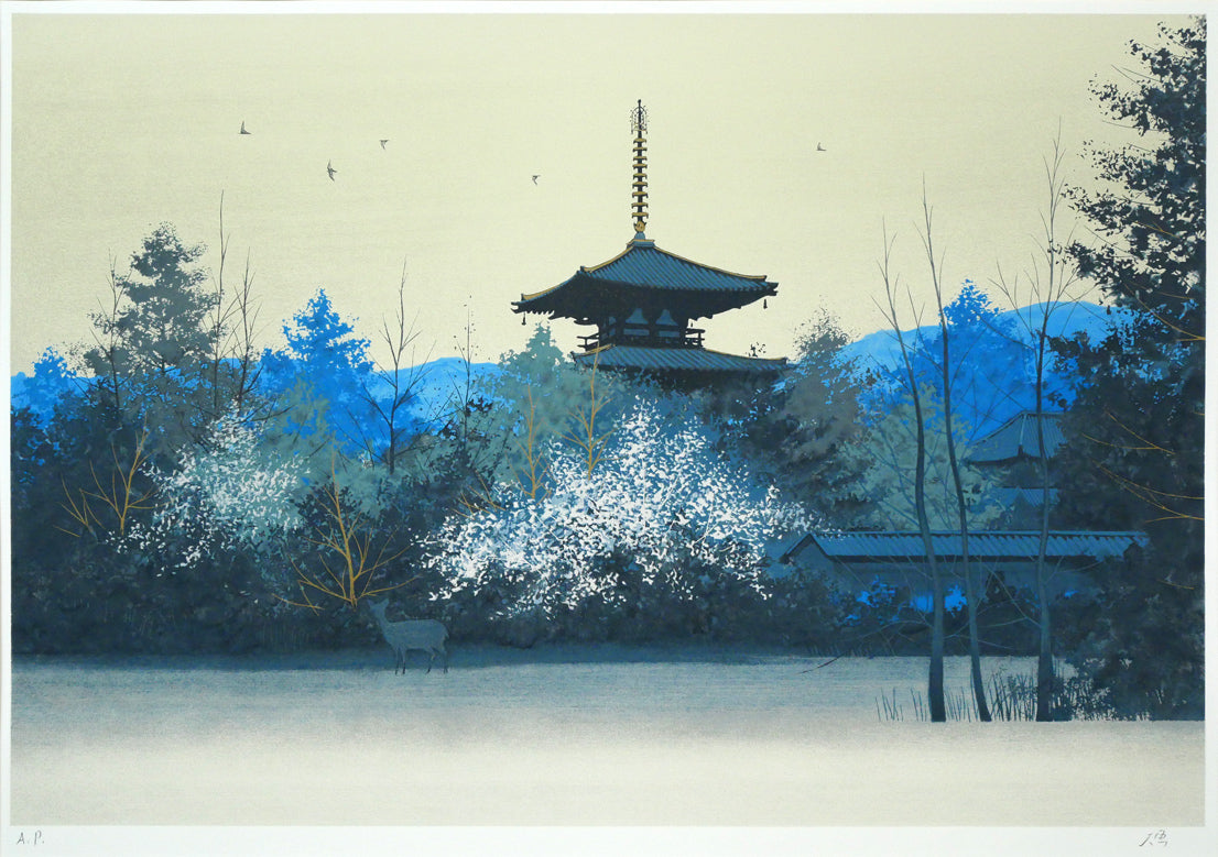 千住博「朝の大和」リトグラフ　作品全体画像