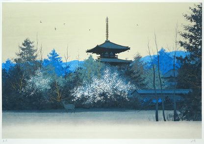 千住博「朝の大和」リトグラフ　作品全体画像