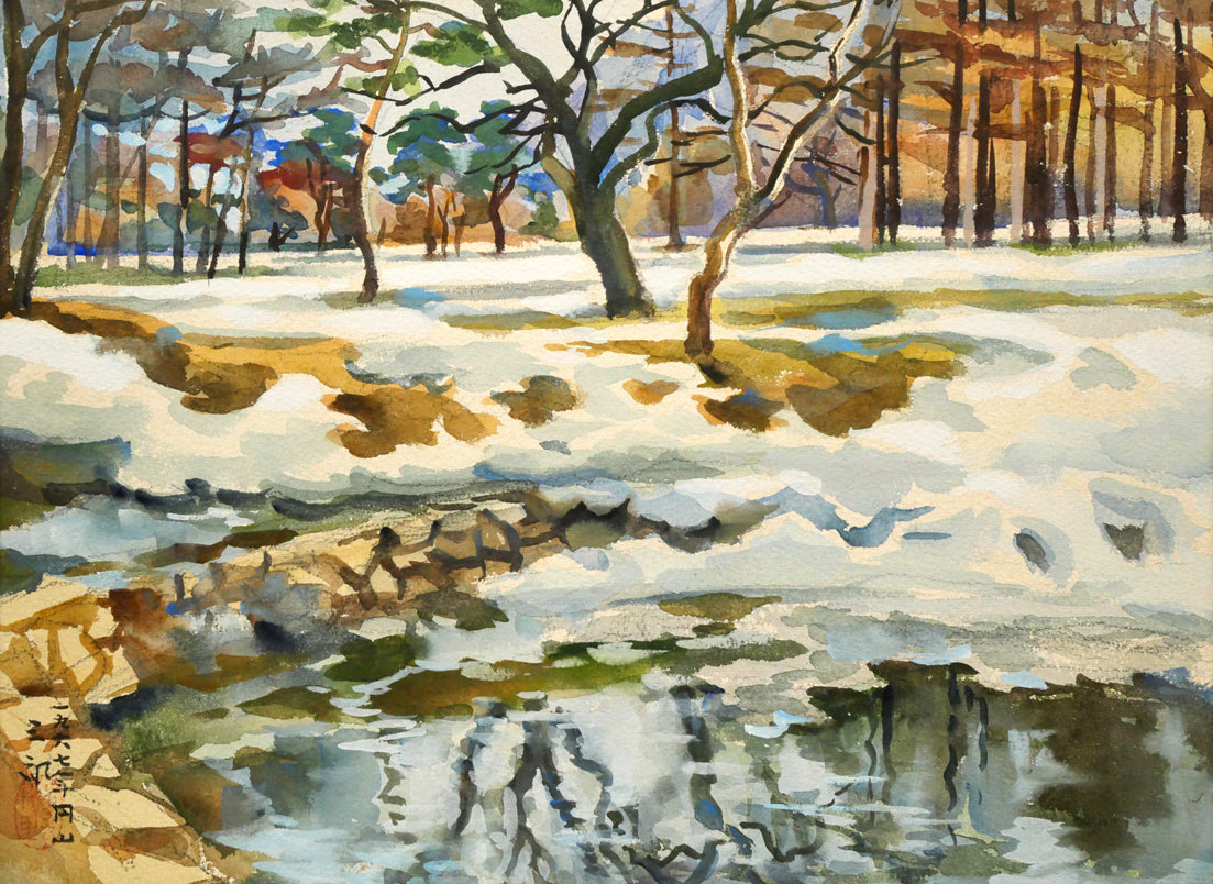 繁野三郎「円山」水彩画・6号小　作品全体画像