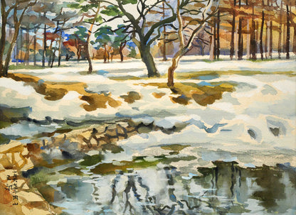 繁野三郎「円山」水彩画・6号小　作品全体画像