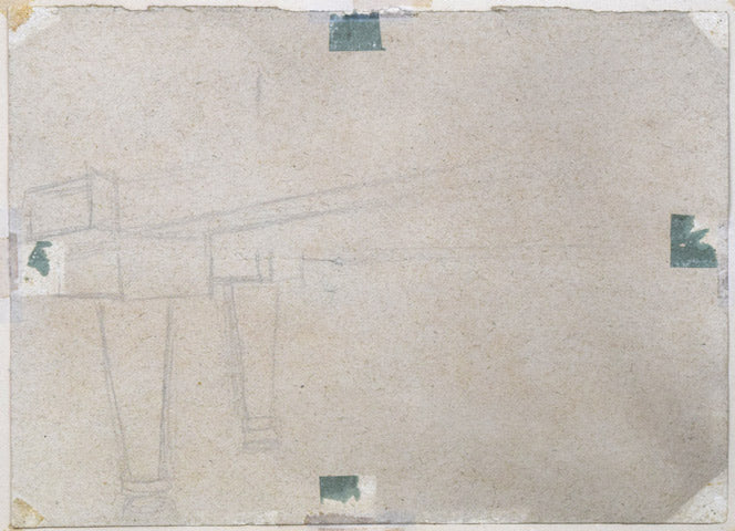 繁野三郎「港風景」水彩画・5号　作品裏側画像