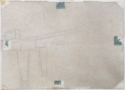 繁野三郎「港風景」水彩画・5号　作品裏側画像