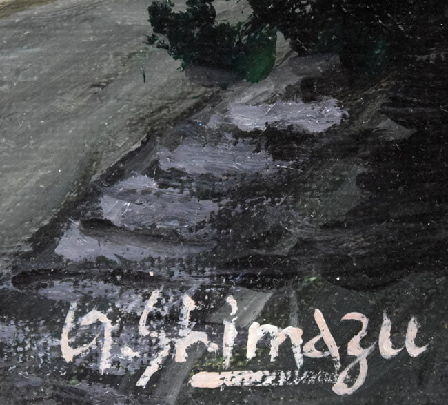 島津豪亮「白壁の街並み（スペイン）」油絵・F4号　サイン拡大画像