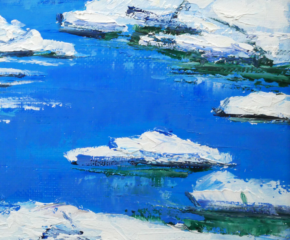 島本良平「流氷網走」油絵・F3号　拡大画像5