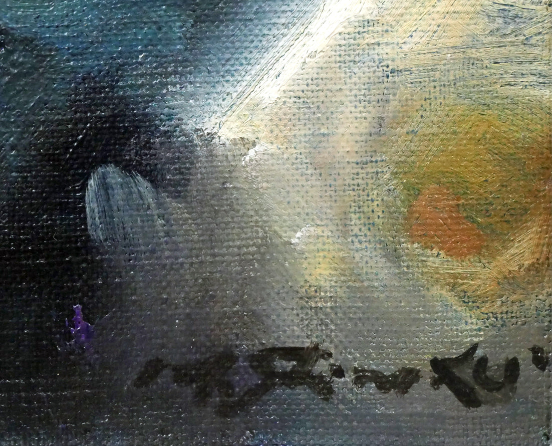 清水梵朝「薔薇」油絵・SM　サイン拡大画像