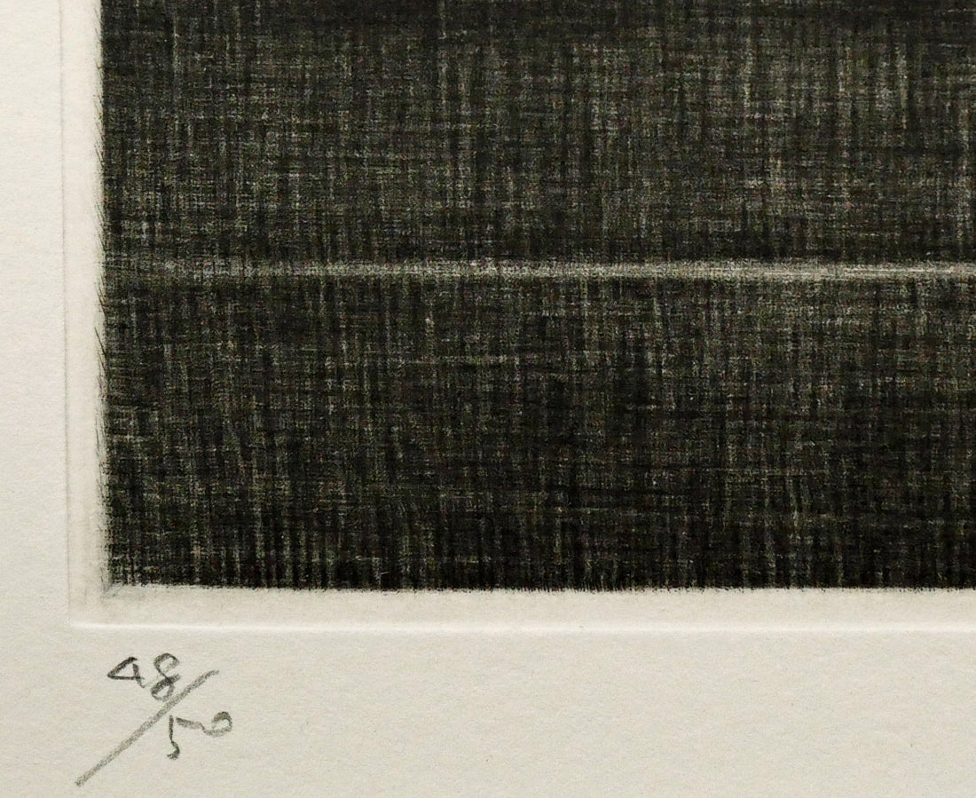 清水敦「黒い三軒の家」銅版画（メゾチント）　限定番号（ed,48/50）