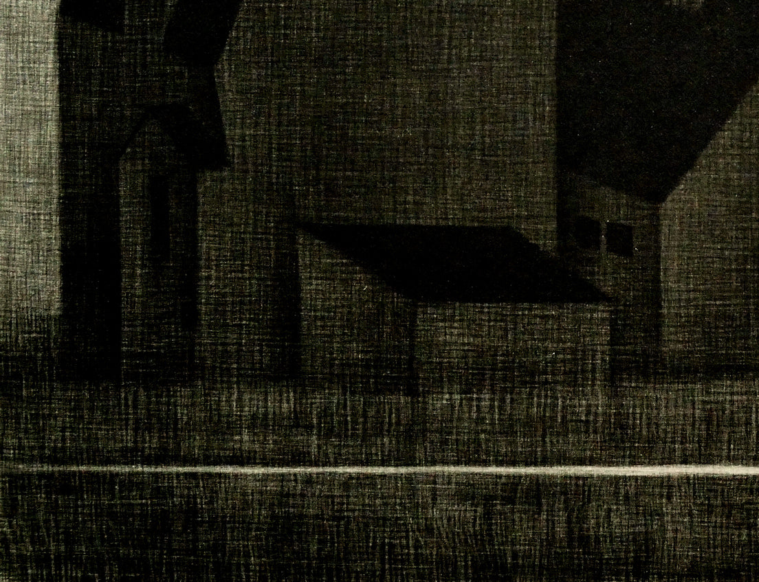 清水敦「黒い三軒の家」銅版画（メゾチント）　拡大画像3