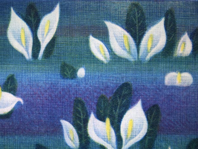 清水敦「水芭蕉」カラーメゾチント（銅版画）　拡大画像4