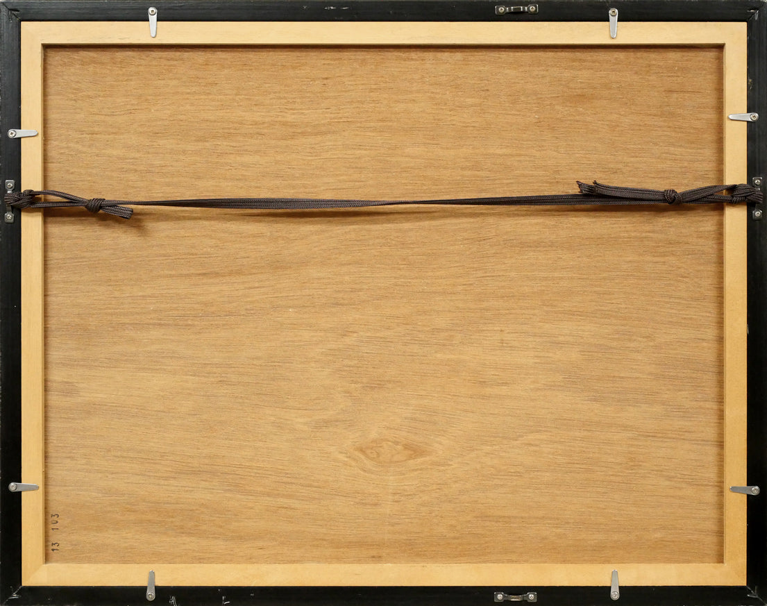 清水敦「麦畑」銅版画（カラーメゾチント）　額縁裏側画像