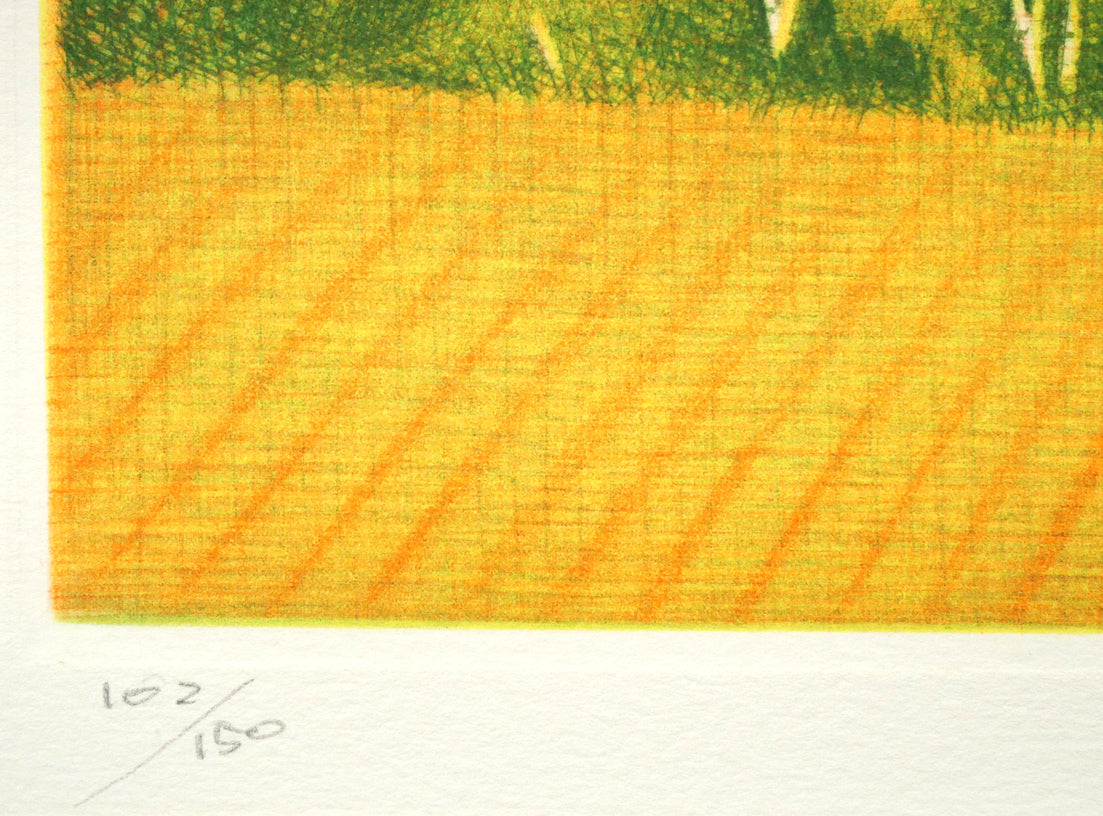 清水敦「麦畑」銅版画（カラーメゾチント）　限定番号（ed,102/150）