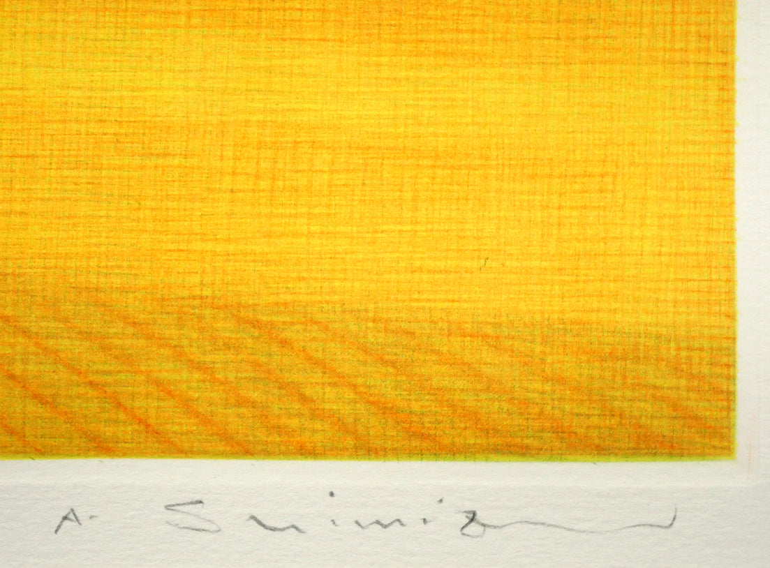 清水敦「麦畑」銅版画（カラーメゾチント）　本人直筆鉛筆サイン