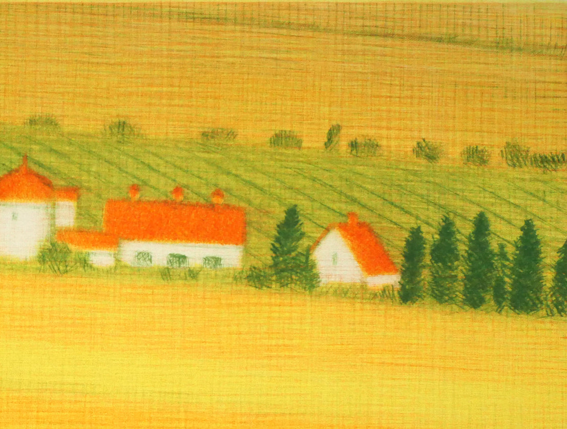 清水敦「麦畑」銅版画（カラーメゾチント）　拡大画像4