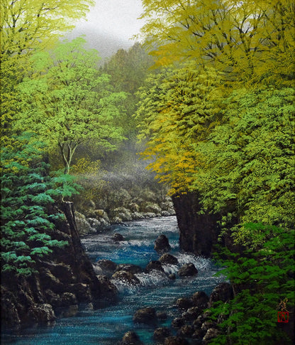 清水規「錦雲渓緑彩」日本画・F10号　作品全体画像