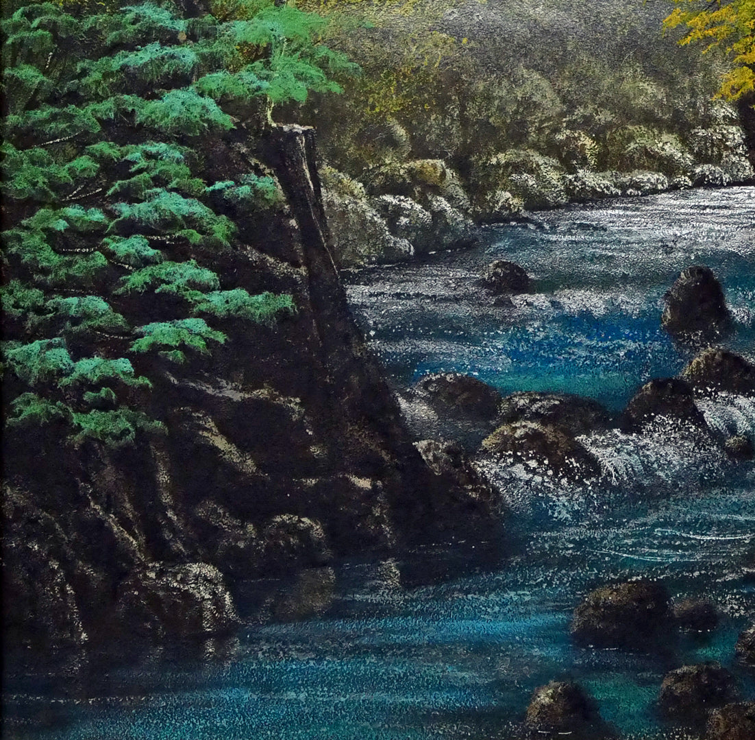 清水規「錦雲渓緑彩」日本画・F10号　拡大画像3