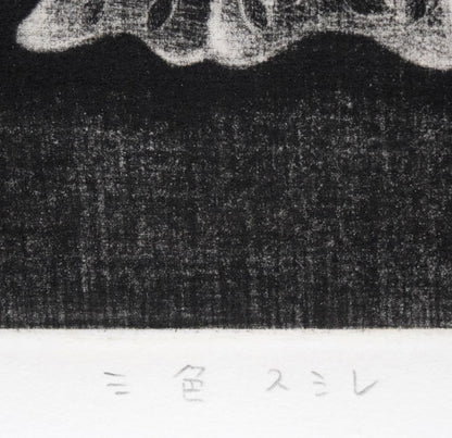 清水敦「三色スミレ」メゾチント（銅版画）　タイトル拡大画像
