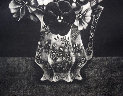 清水敦「三色スミレ」メゾチント（銅版画）　拡大画像3