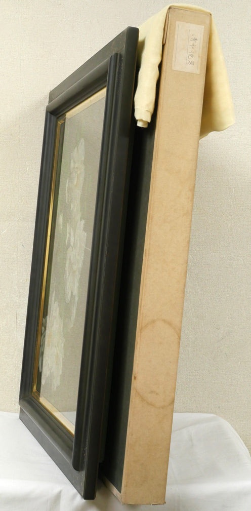 清水悦男「信濃紀行」油絵・P12号　付属品画像（黄袋、布タトウ箱付き・若干汚れ有り）