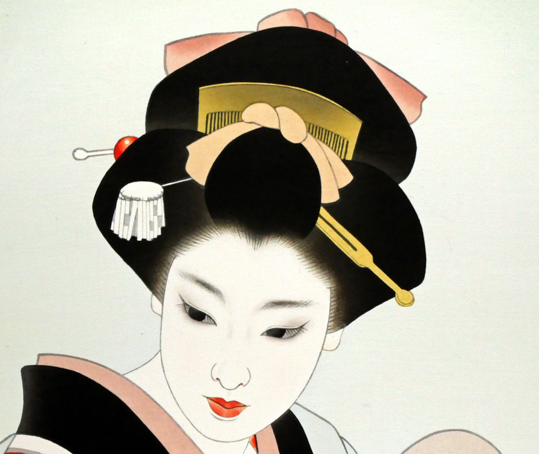 志村立美「こたつ」木版画　拡大画像2