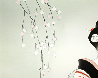 志村立美「こたつ」木版画　拡大画像1