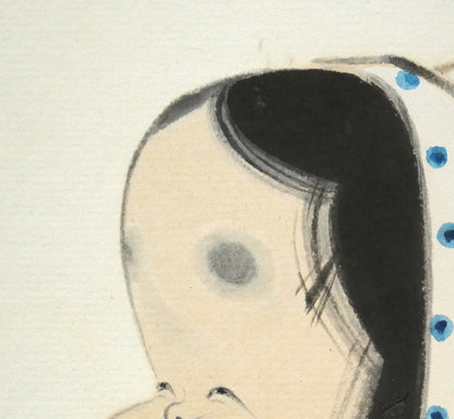 志村立美「おかめとひょっとこ」紙本・彩色　拡大画像1