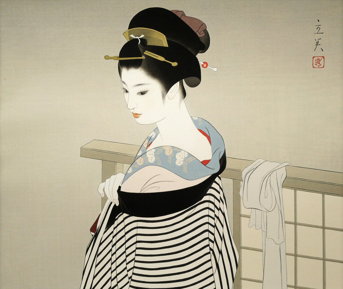 志村立美「仕度」木版画 – 小竹美術