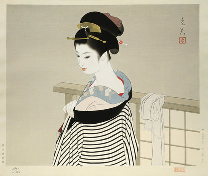 志村立美「仕度」木版画　作品シート全体画像