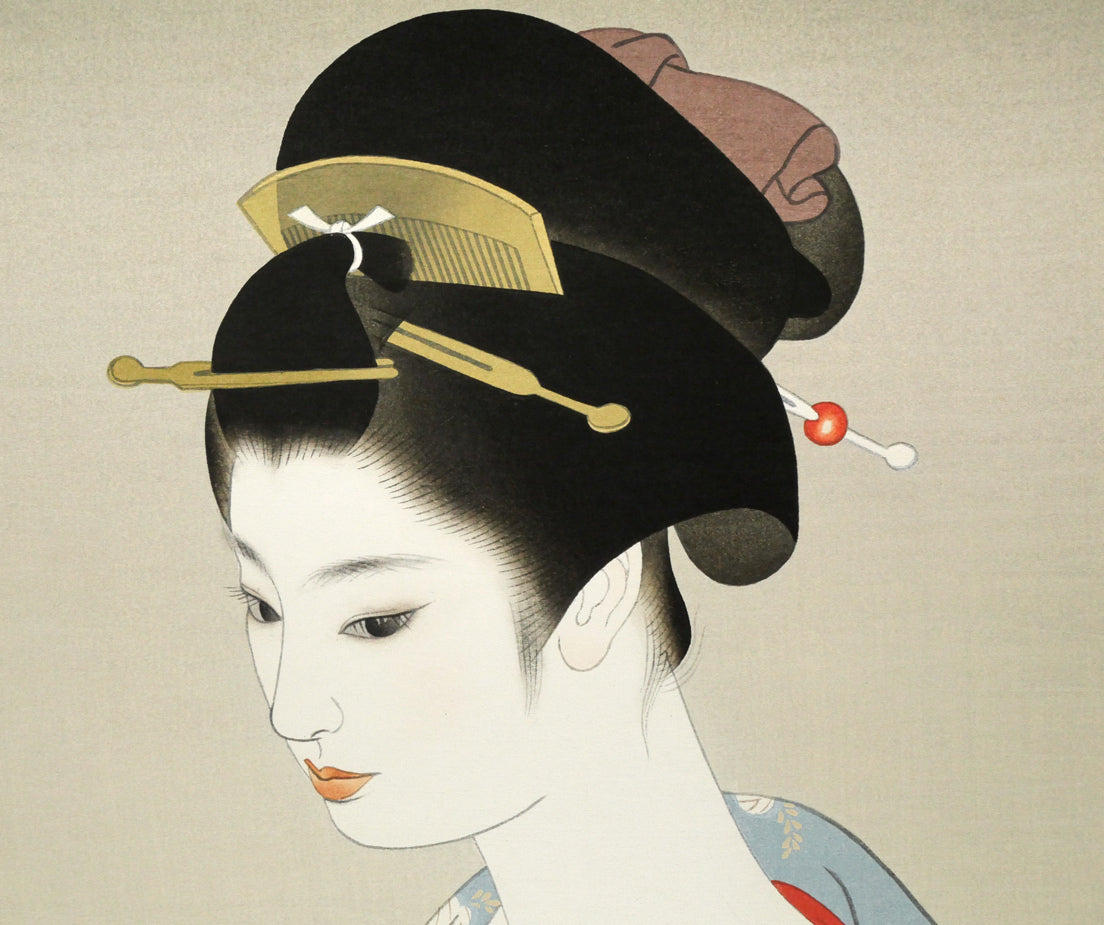 志村立美「仕度」木版画　拡大画像2