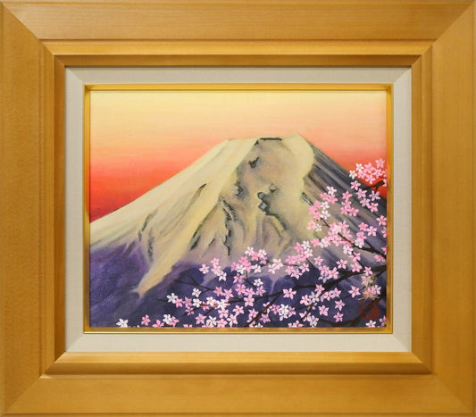 篠田雅典「富士と桜」日本画・F3号