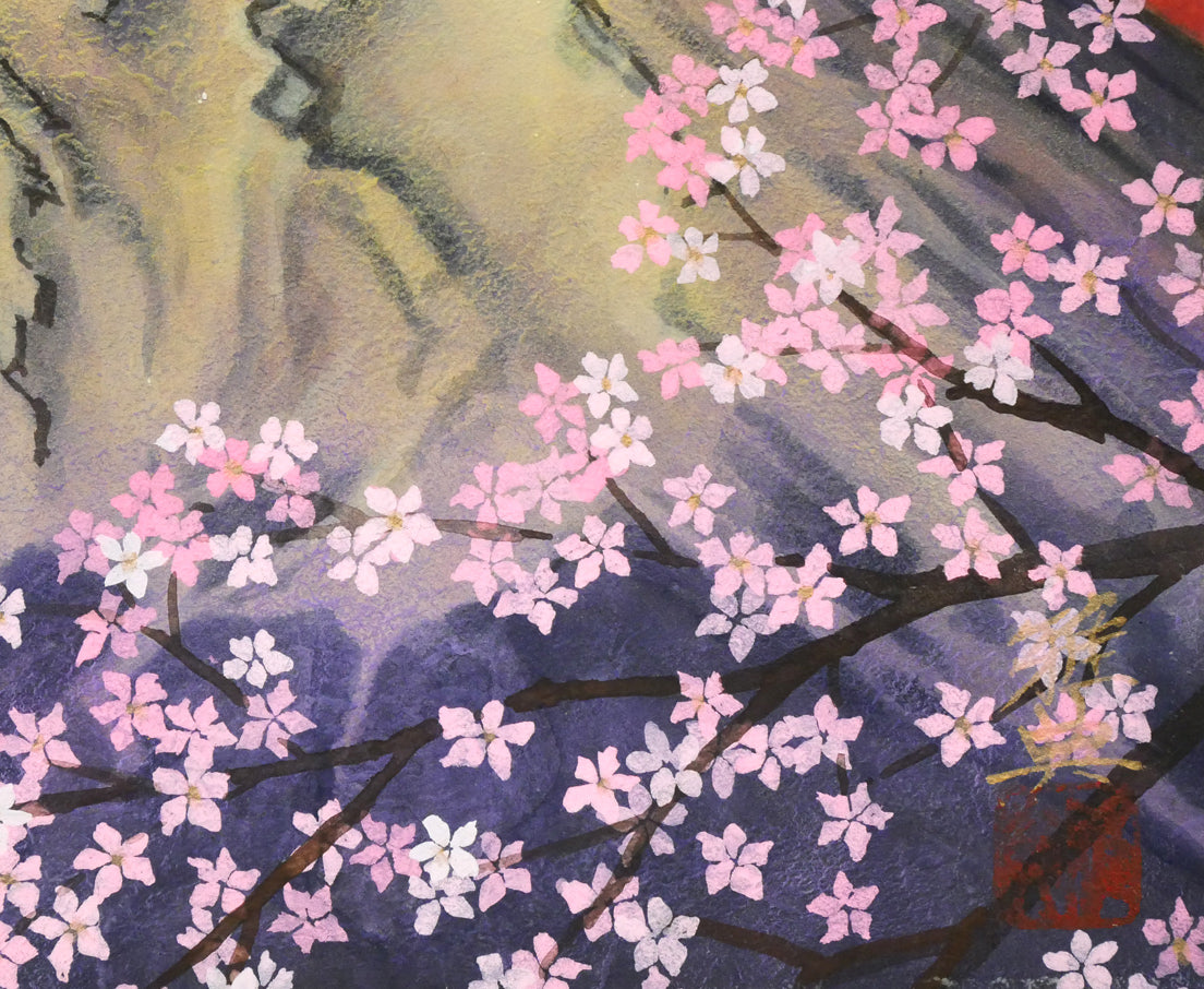 篠田雅典「富士と桜」日本画・F3号　拡大画像5