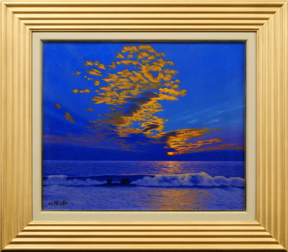 塩田満男「夕彩　日本海」油絵・F8号
