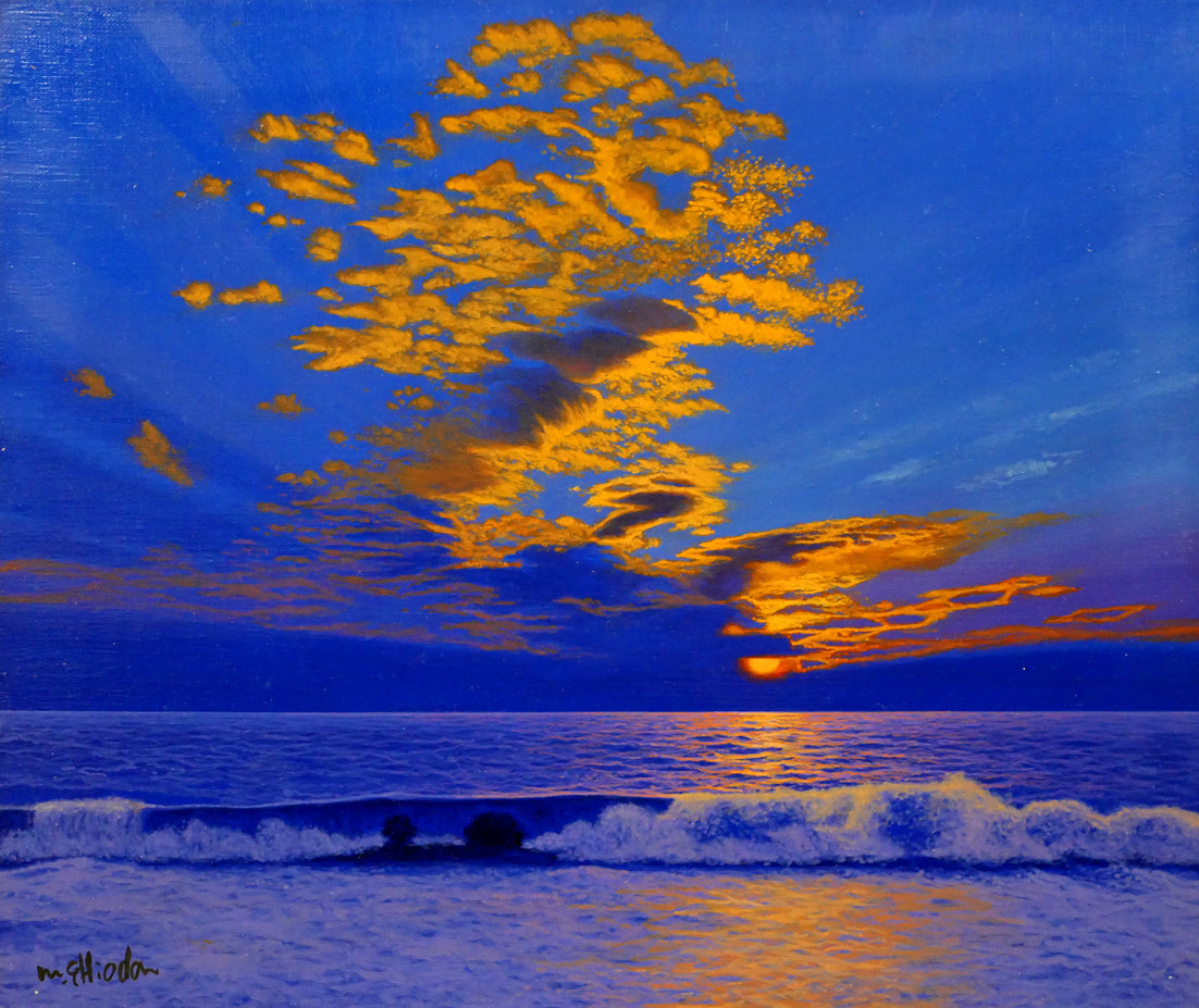 塩田満男「夕彩 日本海」油絵・F8号 – 小竹美術