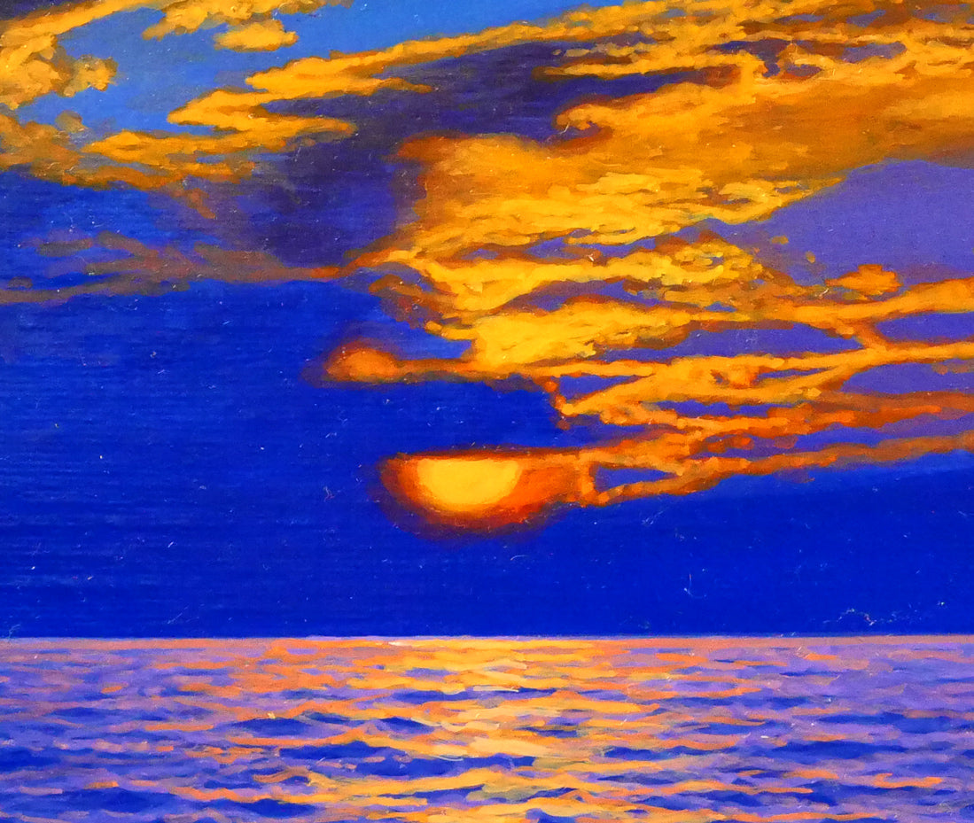 塩田満男「夕彩 日本海」油絵・F8号 – 小竹美術