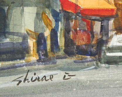 白江正夫「札幌-創成橋付近」水彩画・10号　サイン拡大画像