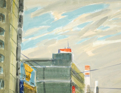 白江正夫「札幌-創成橋付近」水彩画・10号　拡大画像1