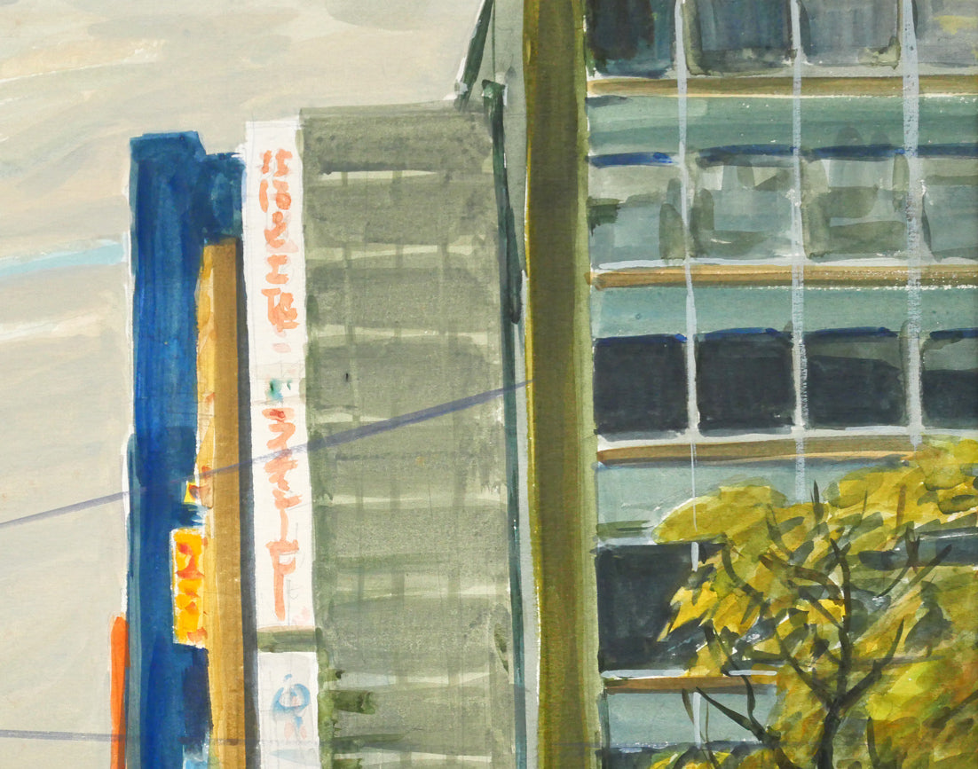 白江正夫「札幌-創成橋付近」水彩画・10号　拡大画像2
