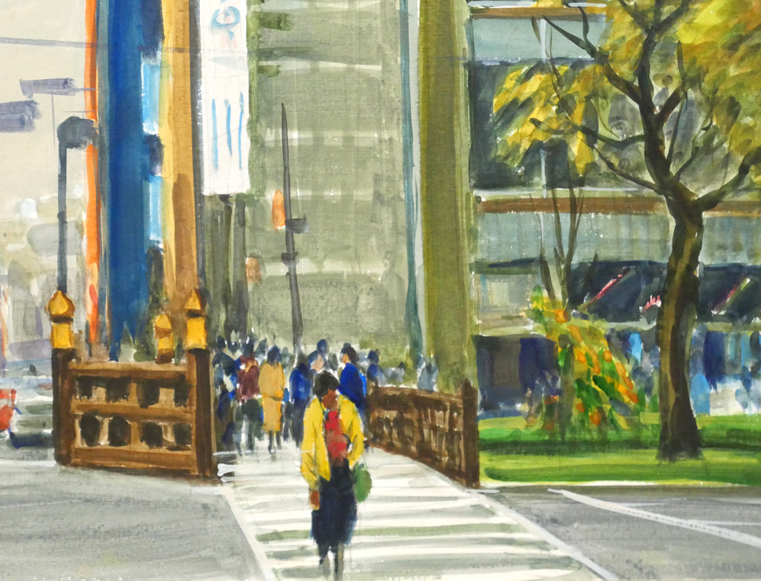 白江正夫「札幌-創成橋付近」水彩画・10号　拡大画像5