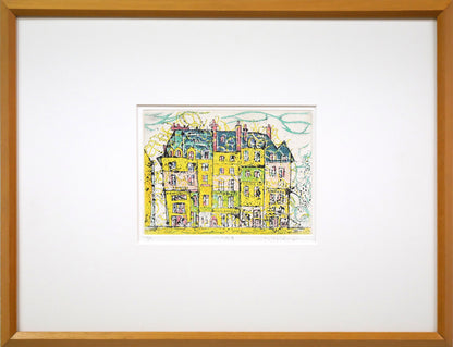 渋谷栄一「パリの街角」銅版画